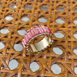 Baublebar baguette ring with peachy/coral crystals